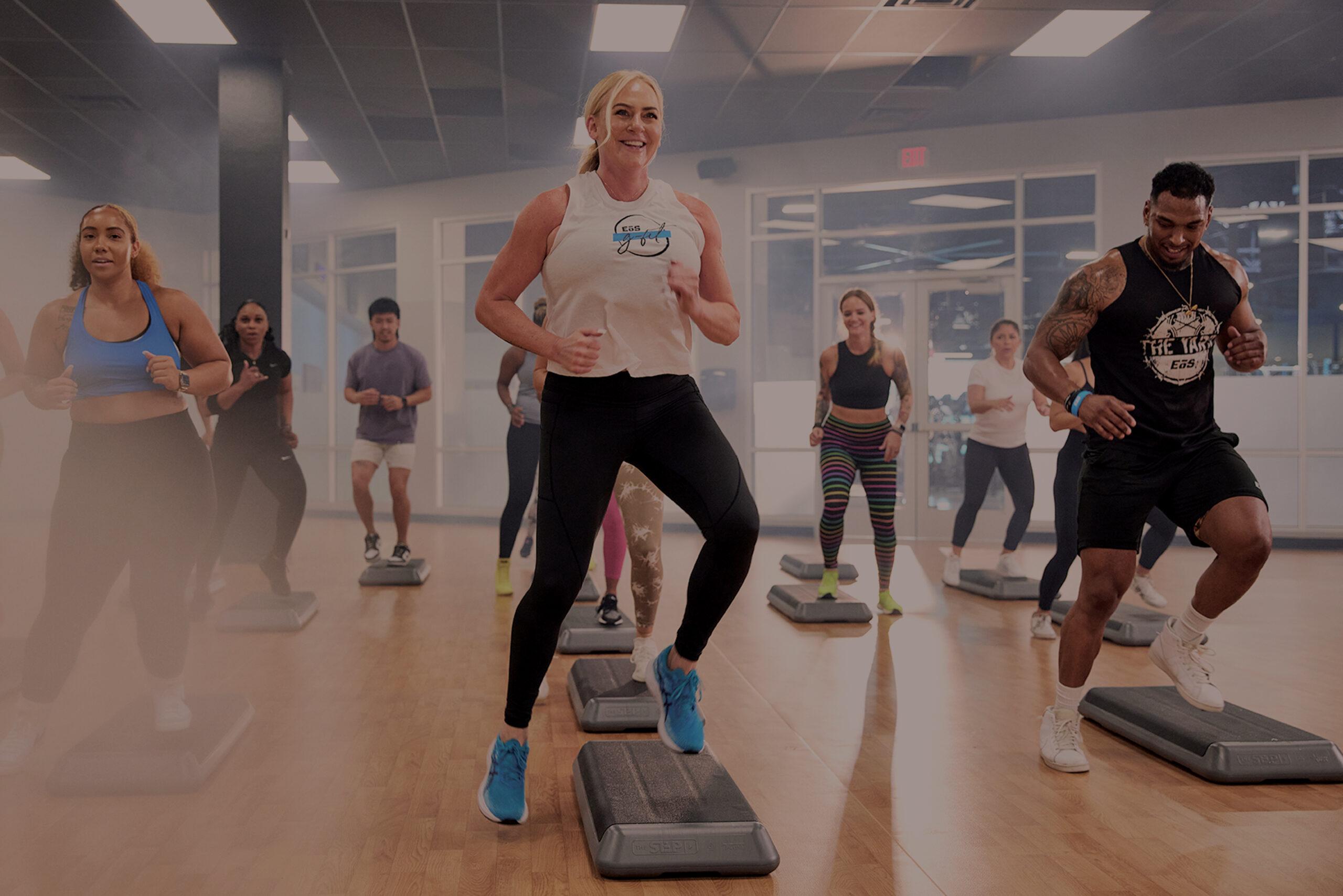 Woman doing a group fitness class