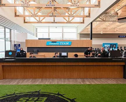 exterior shot of a modern eos fitness gym