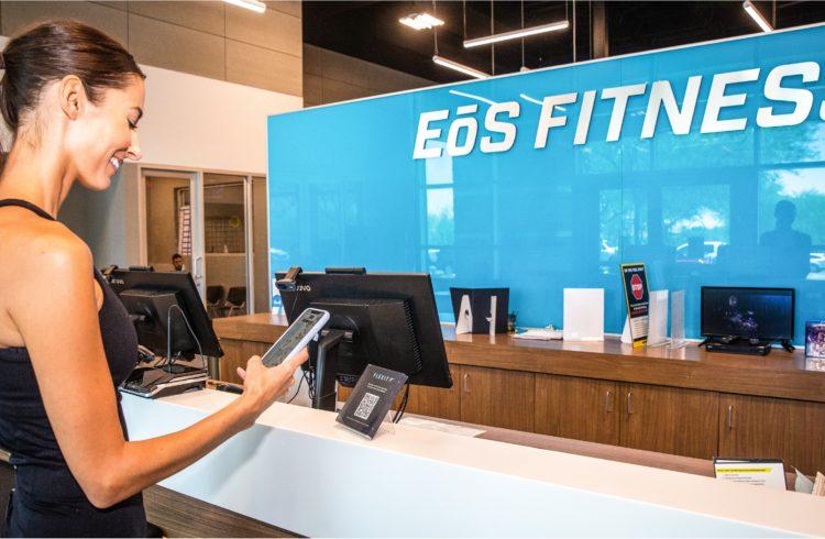 happy eos gym member checking in