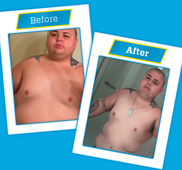 graphic of stevie ds before and after progress