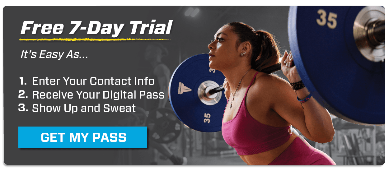 eos gym member squatting on their seven day free trial