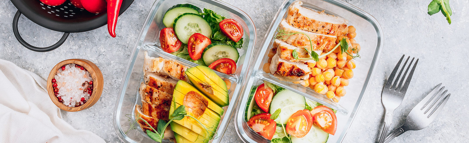 healthy meal prep with veggies and protein