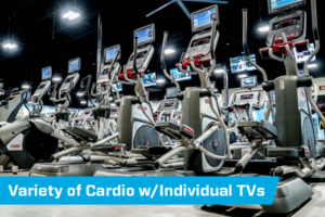 variety of cardio with individual Tvs